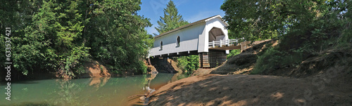 Covered Bridge Panorama - Oregon  - The Hoffman Bridge, constructed in 1936, is a covered bridge near Crabtree in Linn County in the U.S. state of Oregon. 