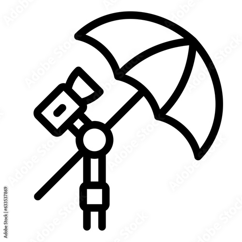 Umbrella for photography outline line icon photo