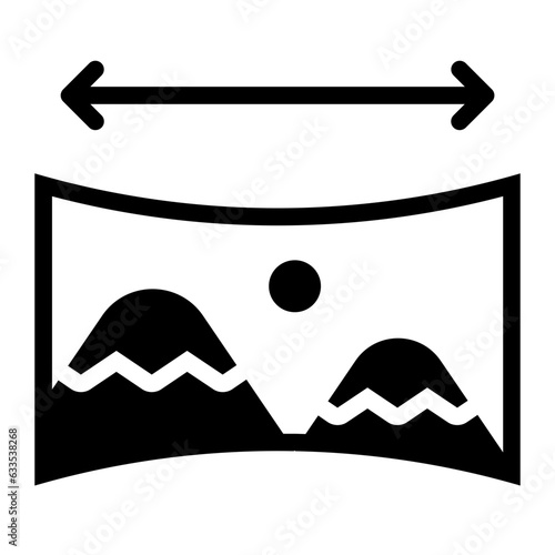 Panoramic image view solid glyph icon