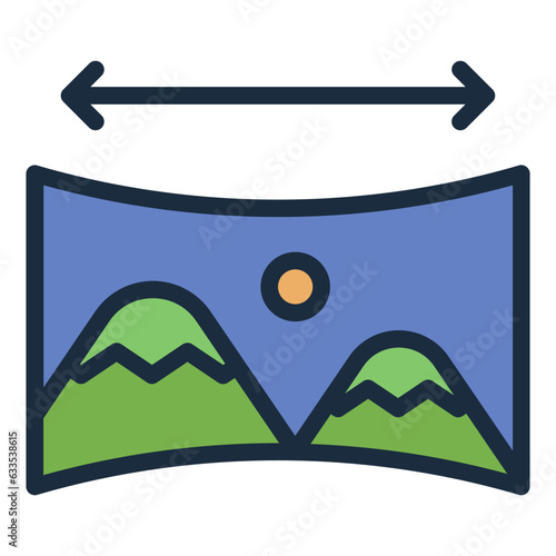 Panoramic image view filled line icon