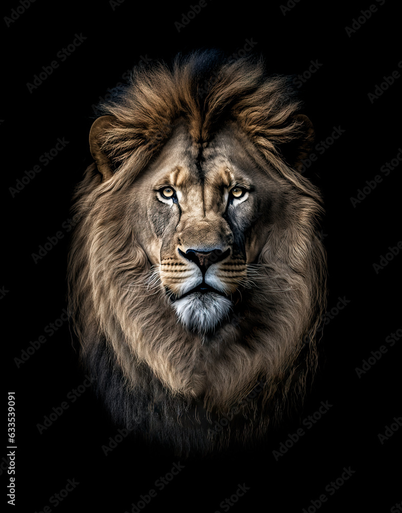 Majestic Lion: A Symbol of Jesus Glorious Return - Capturing the Spiritual Anticipation on a Black Canvas.