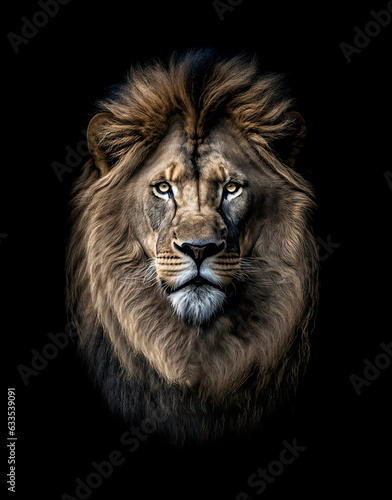 Majestic Lion: A Symbol of Jesus Glorious Return - Capturing the Spiritual Anticipation on a Black Canvas. © touchedbylight