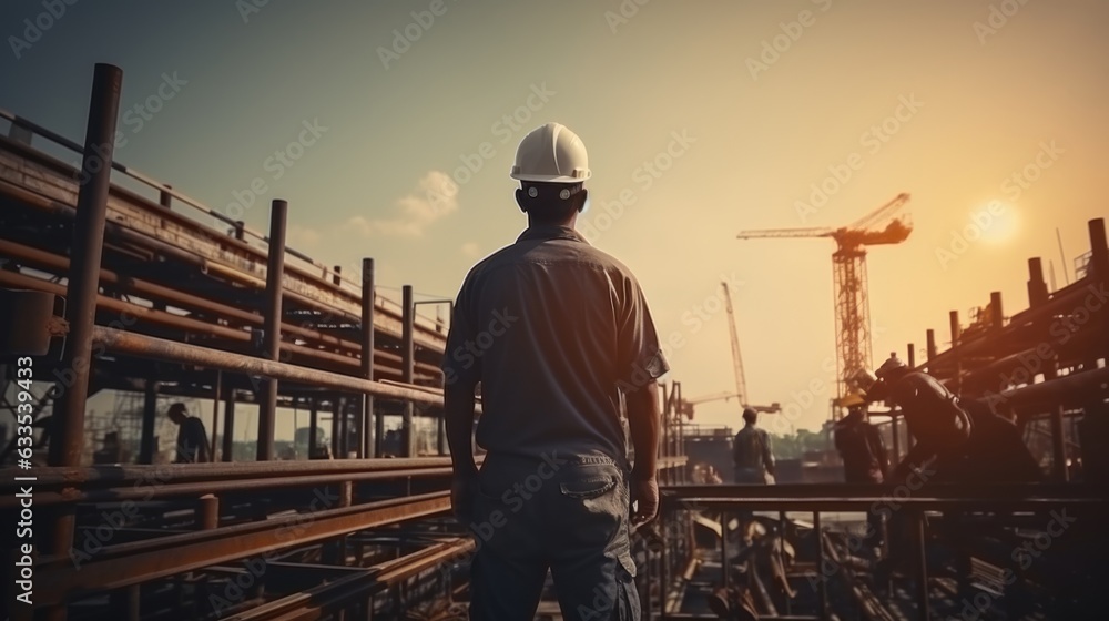 Civil engineer is working at construction site. Civil engineer is working at construction site.