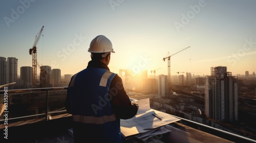 Civil  engineer is working at construction site. © ANEK