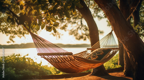 swinging hammock under a tree © PixelGuru