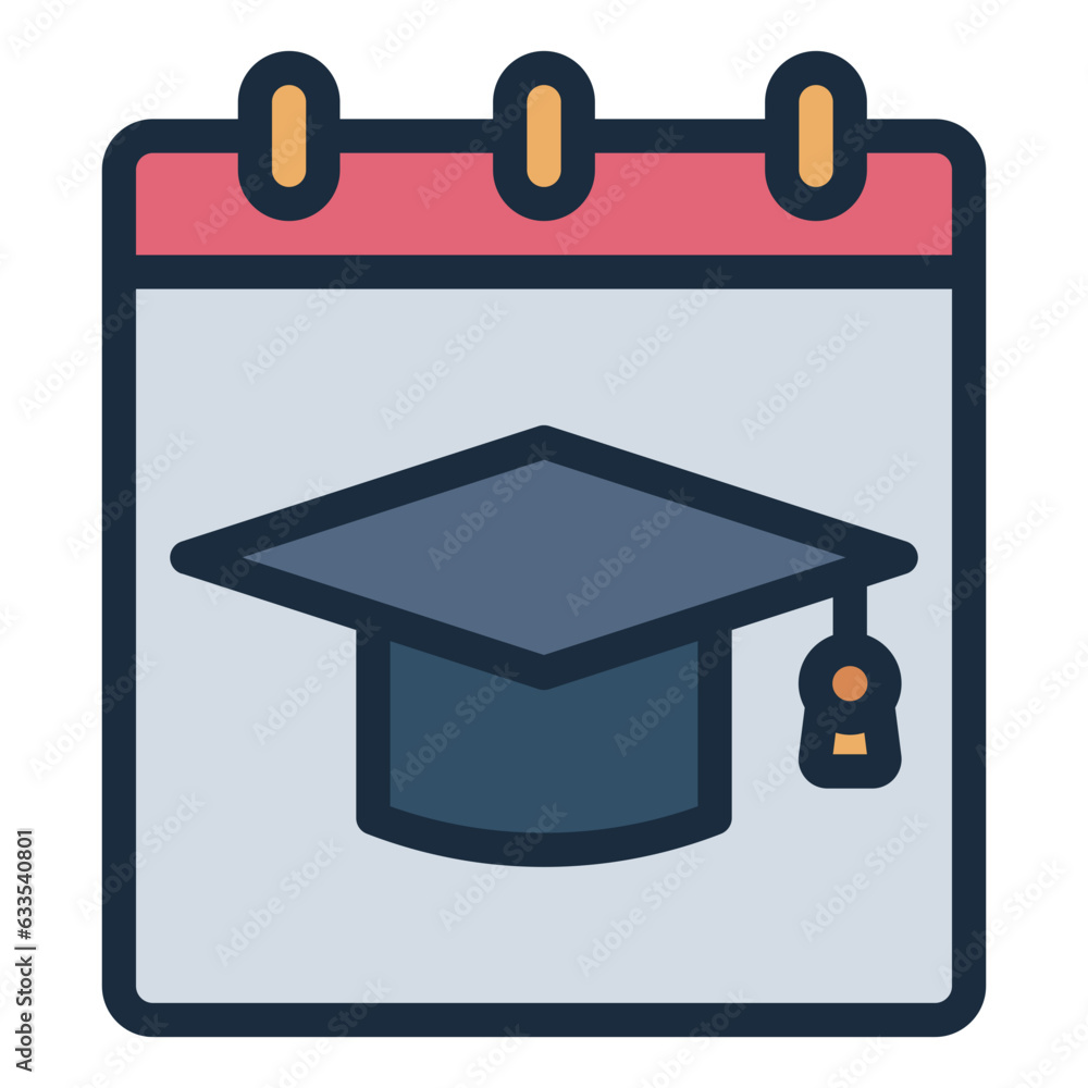 Calendar date for graduation filled line icon Calendar date for graduation filled line icon