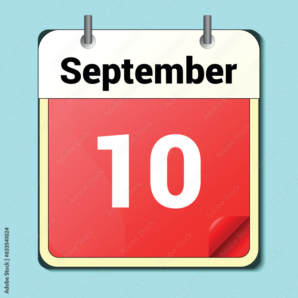 calendar vector drawing, date September 10 on the page calendar vector drawing, date September 10 on the page
