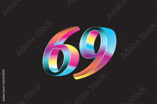 Editable number 69 text effect, full color gradient, logo design vector template, futuristic modern