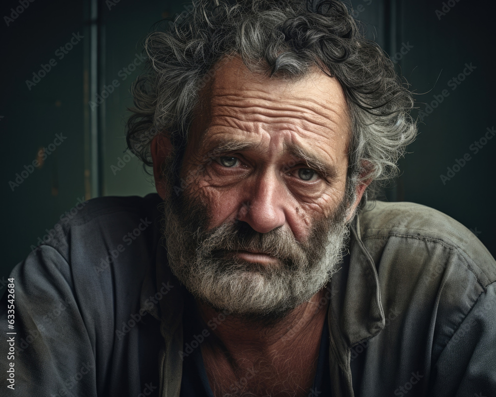 Portrait of a stout man looking into the camera with embarrassment and regret. Portrait of a stout man looking into the camera with embarrassment and regret.