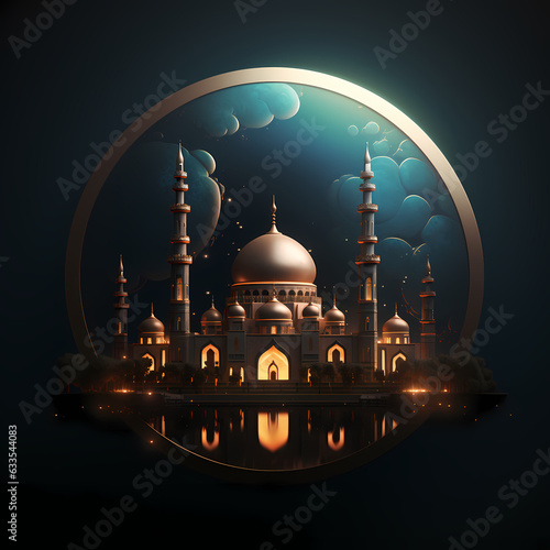 Golden Mosque Illustration Design