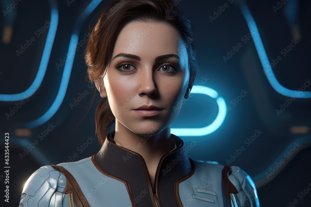 Futuristic female digital human, presenter for banking, e-commerce ...