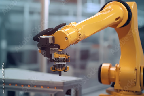 Macro Shot of Robotic Assembly Arm in Factory for automation of the production line
