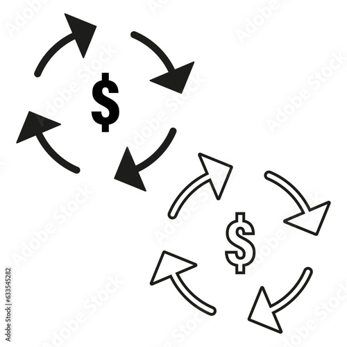Velocity of money. Dollar currency circulation icon. Vector illustration. Eps 10.
