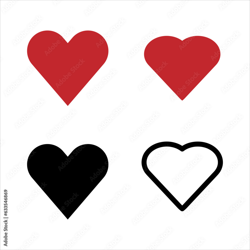 Collection of Heart icon, Symbol of Love Icon flat style, Vector illustration. on white background..eps