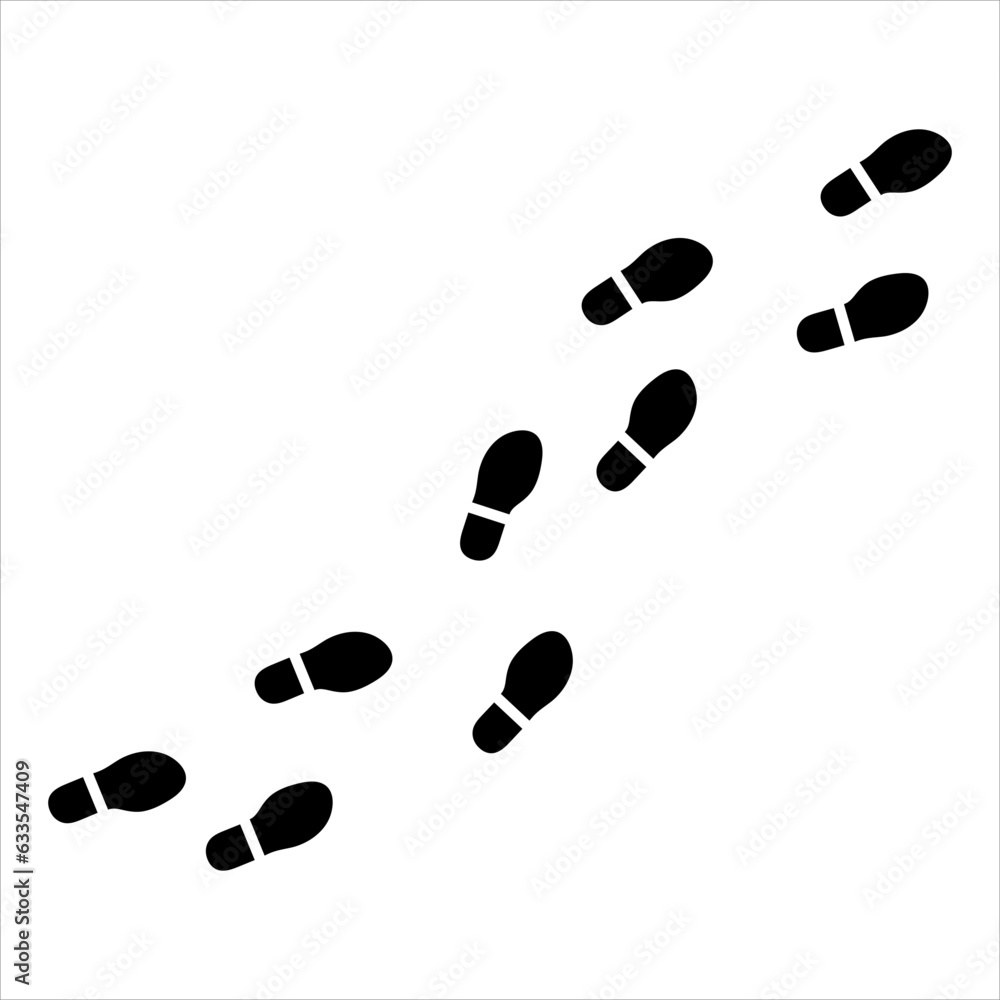 Step footprints paths vector flat illustration on white background..eps Step footprints paths vector flat illustration on white background..eps