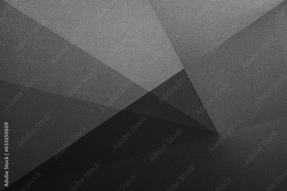 Black white dark gray abstract background. Geometric pattern shape. Line triangle polygon angle. Gradient. Shadow. Matte. 3d effect. Rough grain grungy. Design. Template. Presentation.
