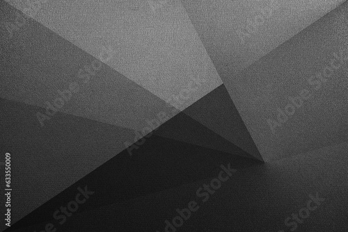 Obraz na płótnie Black white dark gray abstract background. Geometric pattern shape. Line triangle polygon angle. Gradient. Shadow. Matte. 3d effect. Rough grain grungy. Design. Template. Presentation. w salonie