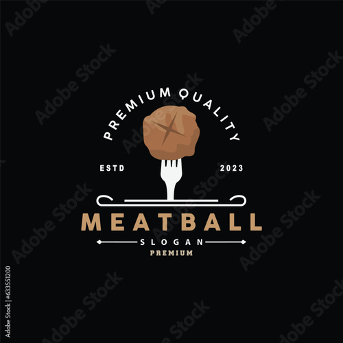 Meatball Logo, Vector For Food Stall Brand Fast Food Simple Design Icon, Template Illustration photo