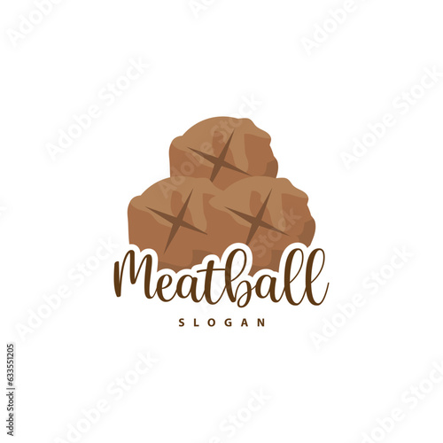 Meatball Logo, Vector For Food Stall Brand Fast Food Simple Design Icon, Template Illustration