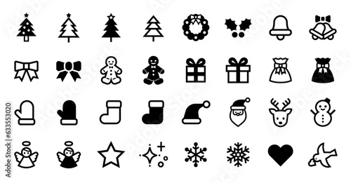 クリスマスモチーフのベクターアイコンセット