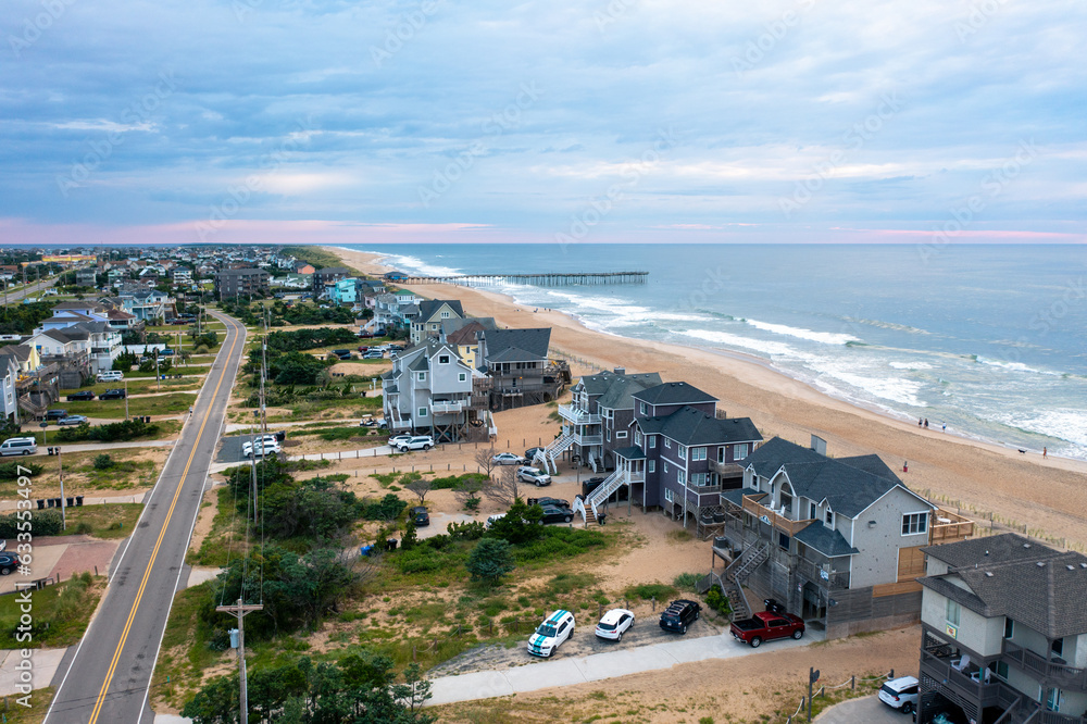 Aerial View of Avon North Carolina Looking Toward the Avon Pier in the