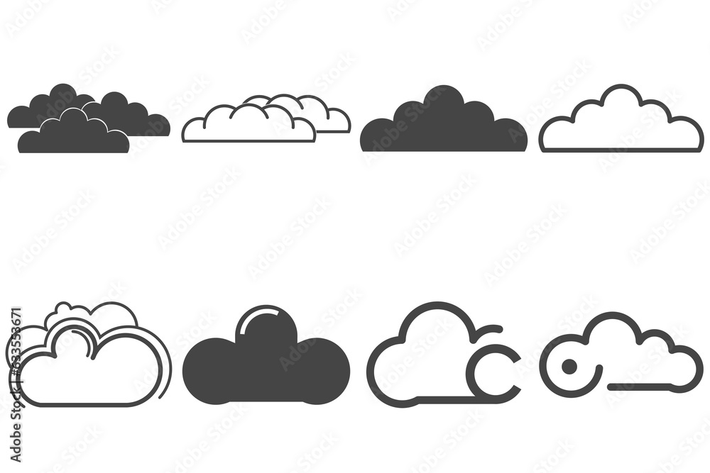 cloud logo icon set, collection cloud vector cloud logo icon set, collection cloud vector