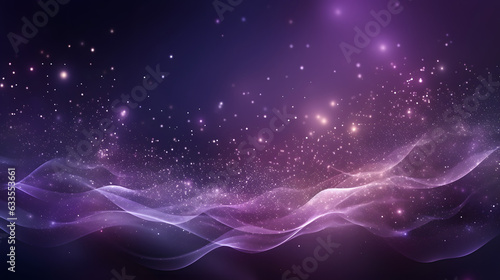 Digital purple particles wave and light abstract background with shining dots stars. 
