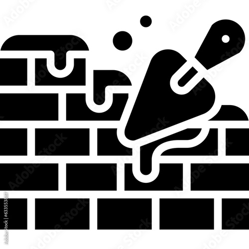 bricklaying solid icon