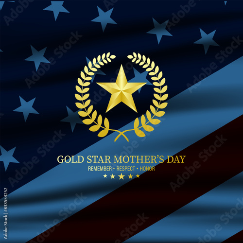 Gold star mothers day background vector illustration