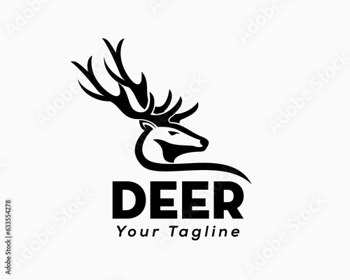 simple elk deer look back art logo template illustration inspiration