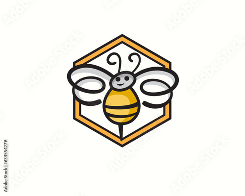 Hexagon bee honey logo symbol icon template illustration inspiration