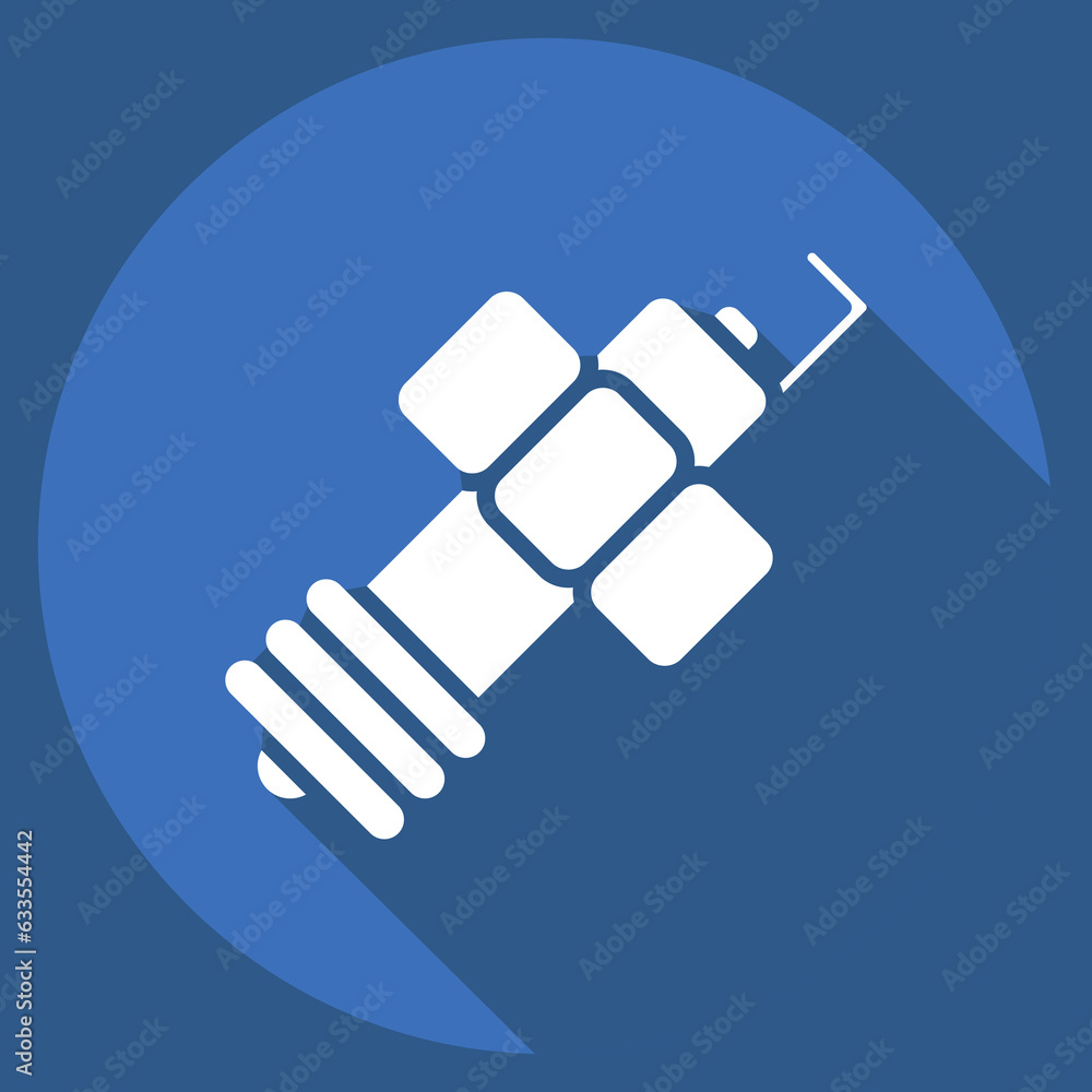 Icon Spark Plug. related to Car Service symbol. Long Shadow Style. repairin. engine. simple illustration