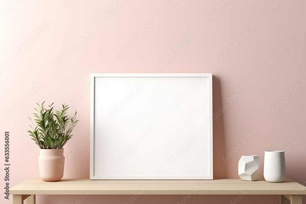 Frame Mockup - Neutral and Sophisticated Interior Ambiance, generative ai Frame Mockup - Neutral and Sophisticated Interior Ambiance, generative ai