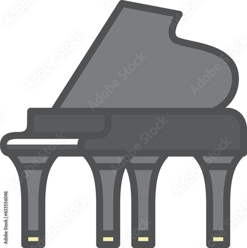 カラーシンプル楽器の単品アイコン　ピアノ