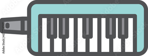 カラーシンプル楽器の単品アイコン　鍵盤ハーモニカ