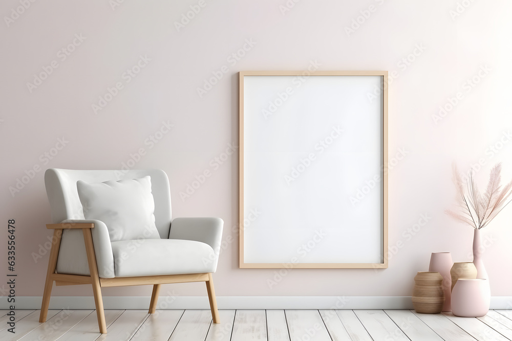 Frame Mockup - Minimalistic Living Room Decor, generative ai Frame Mockup - Minimalistic Living Room Decor, generative ai