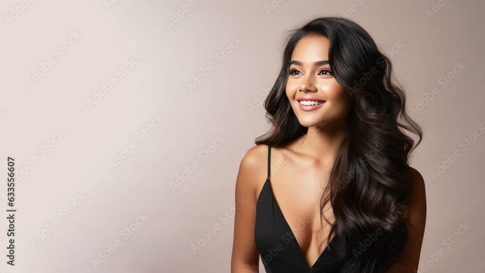 custom made wallpaper toronto digitalBeautiful girl with long black hair, Treatment, care and spa procedures.