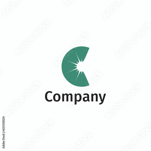 C letter logo with negative space sunlight in the center. Suitable for the energy source industry.