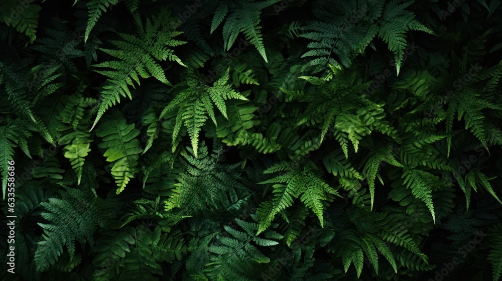 Tropical leaves background. Green Fern leaves pattern. Tropical leaves texture, Generative AI