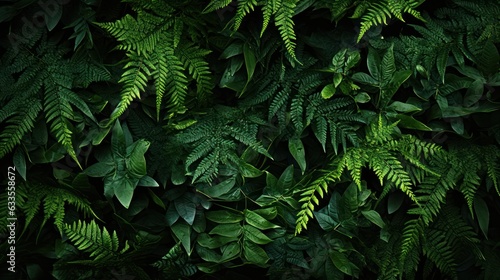 Tropical leaves background. Green Fern leaves pattern. Tropical leaves texture  Generative AI