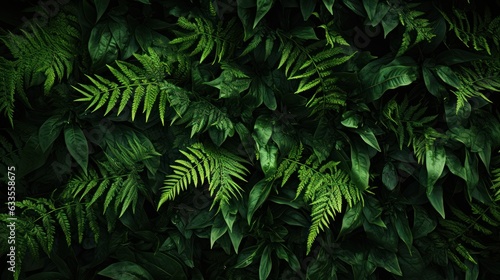 Tropical leaves background. Green Fern leaves pattern. Tropical leaves texture  Generative AI