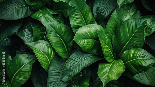 Tropical leaves background. Green leaves pattern. Tropical leaves texture  Generative AI