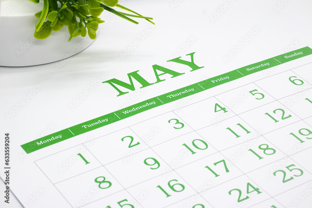 Calendar of the months of the year January, February, March, April, May ...