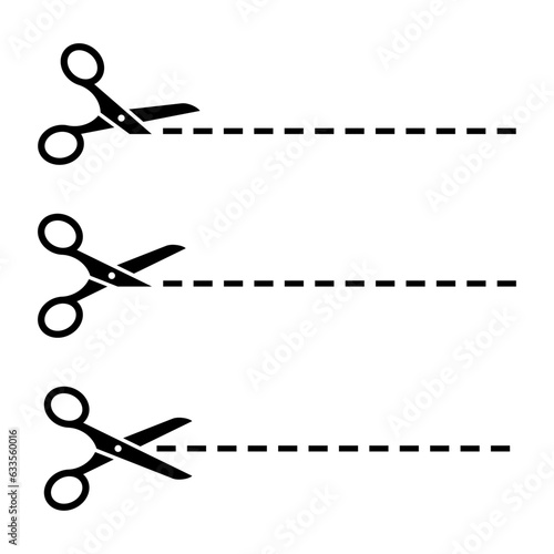 Scissors with cut lines set