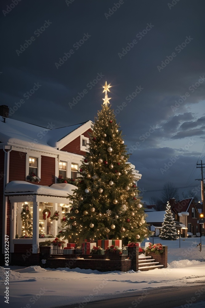 Fototapeta premium Christmas tree in the city