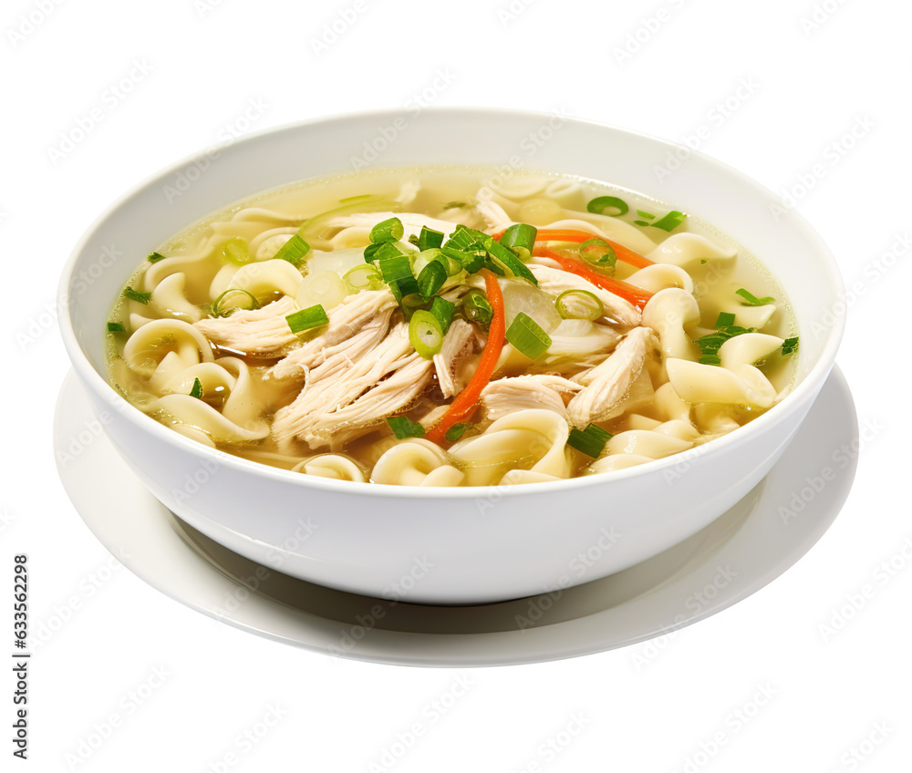 Chicken Noodle Soup isolated on transparent or white background, png