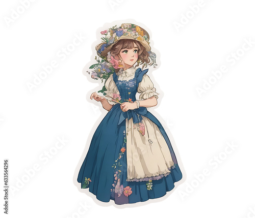 girl with flowers with Victorian style.