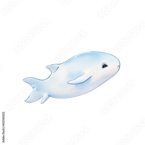 watercolor baby whale on transparent png or white background  generative ai  beluga