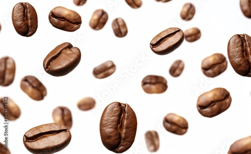 Coffee Bean flying on white background  3d illustration. Generative AI