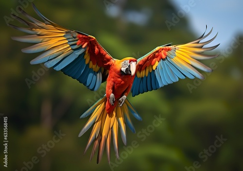 Flying macaw, beautiful bird.  © MEHDI